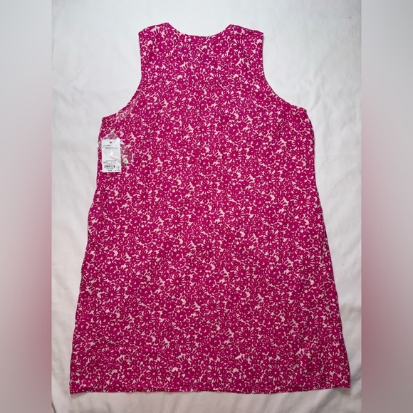 Sonoma NWT Size L Pink Ditsy Floral Pocket Sleeveless Pintuck Mini Dress - Picture 8 of 9